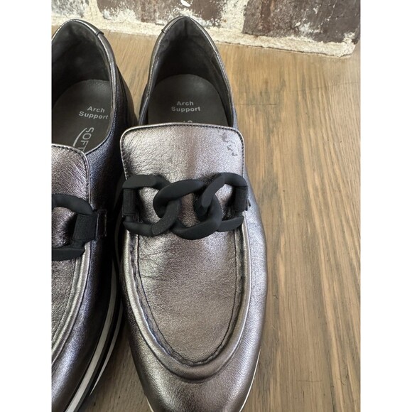 Softwaves Metallic Pewter Leather Chain Platform Loafers EU 38.5 US 7.5 M - Picture 7 of 13